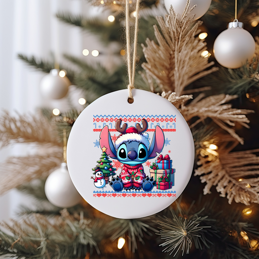 Blue Creature Sweater Ornament Size UV DTF DOUBLE SIDED