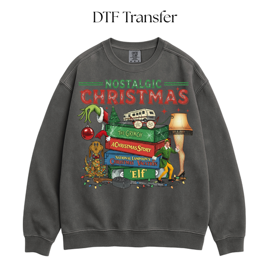 Nostalgic Christmas VHS Tapes DTF Transfer