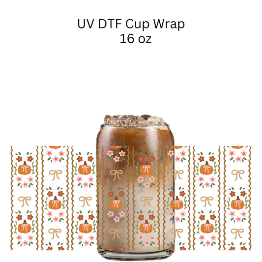 Beige Lace Pumpkins UV DTF Cup Wrap