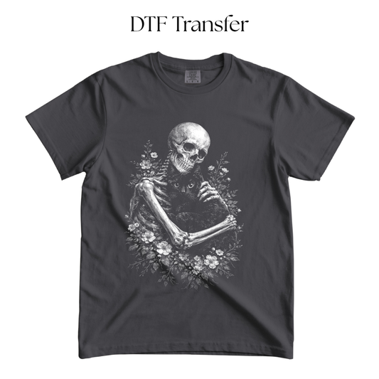 Skeleton Cat Single Color DTF Transfer