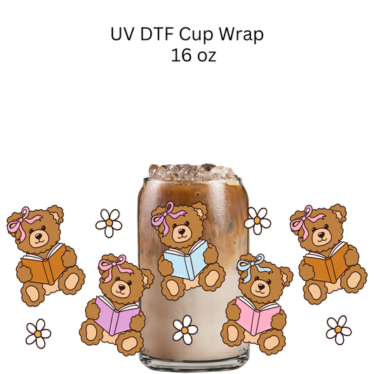 Bears Reading Books UV DTF Cup Wrap