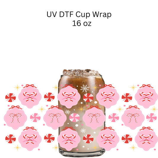 Candy Cane UV DTF Cup Wrap