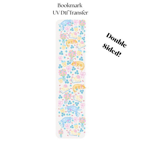 Pastel Cats and Books UV DTF Bookmark Transfer