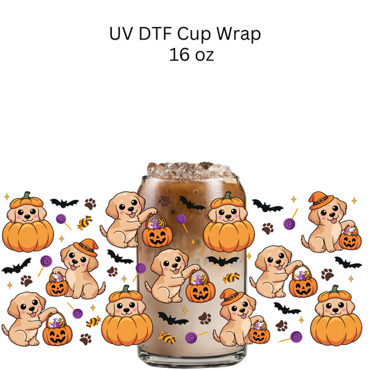 Pumpkin Halloween Dogs UV DTF Wrap