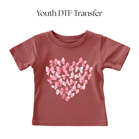 YOUTH Bow Heart DTF Transfer