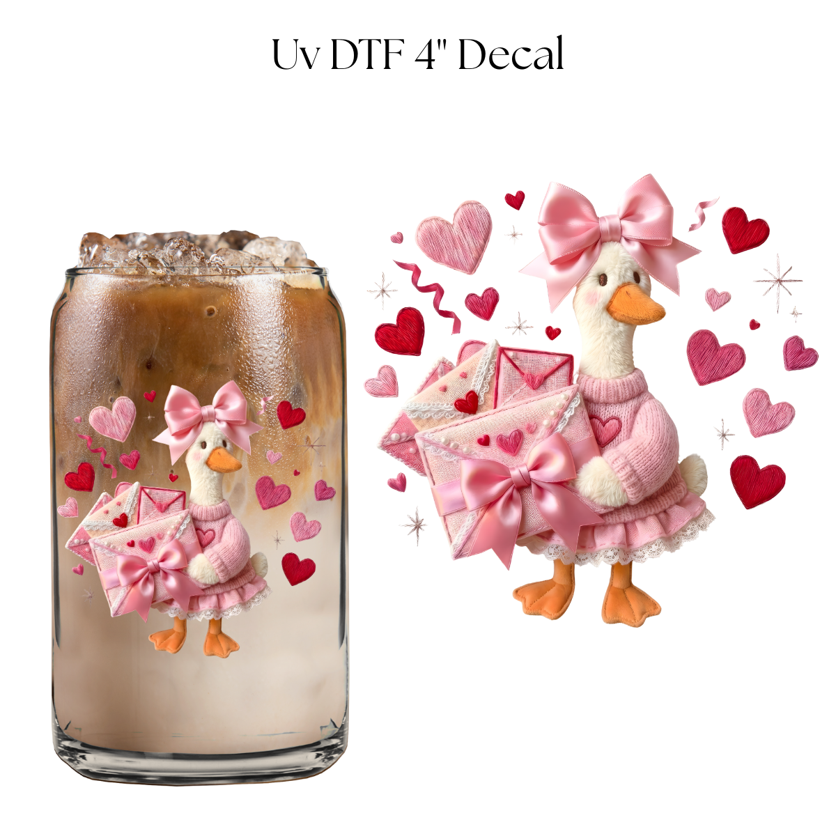 Duck Valentines Letters 4” UV DTF Decal