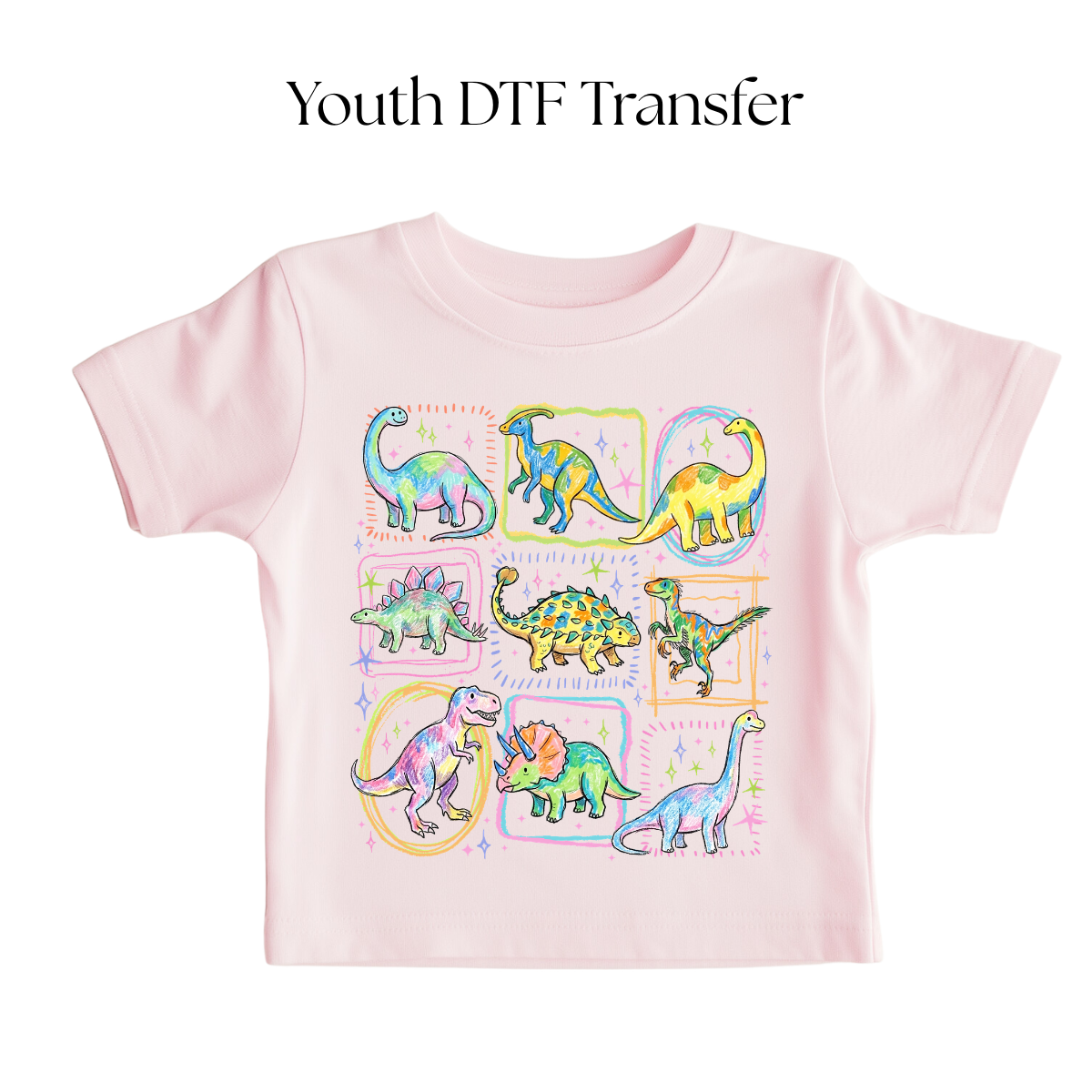 YOUTH Colorful Dinosaurs DTF Transfer