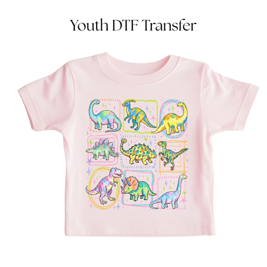 YOUTH Colorful Dinosaurs DTF Transfer