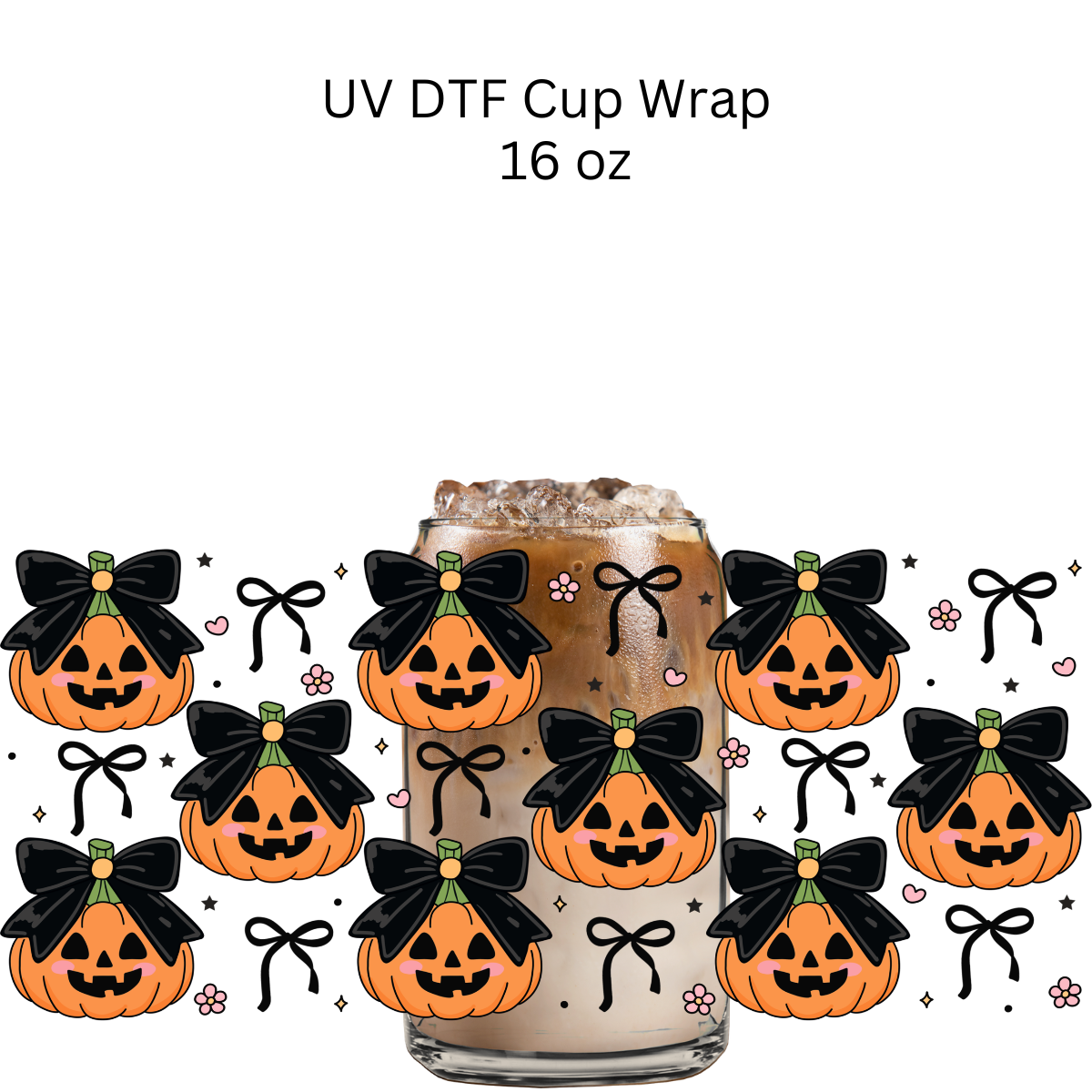 Pumpkin Black Bow UV DTF Cup Wrap