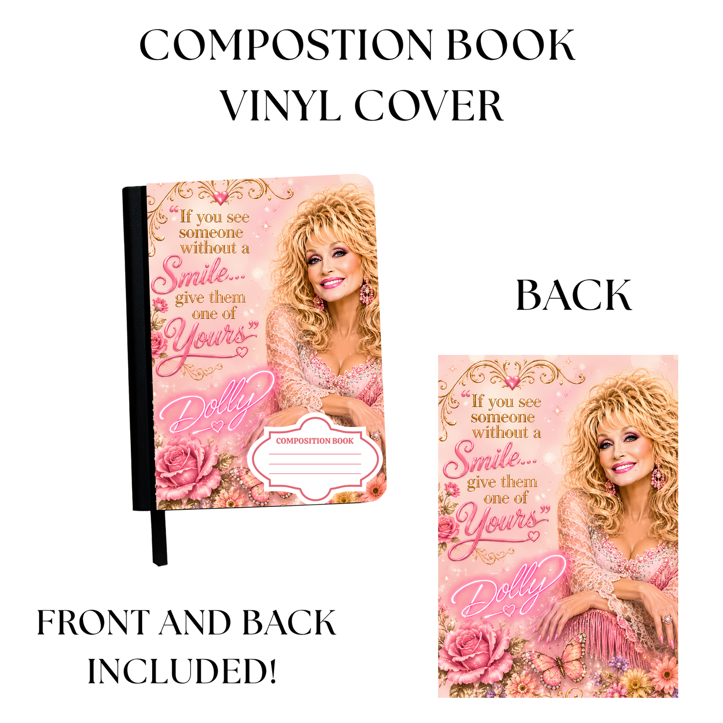 Doll Smile Composition Book Sticker UV PRINTED