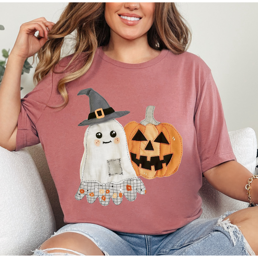 Ghost and Pumpking Faux Applique DTF TRANSFER