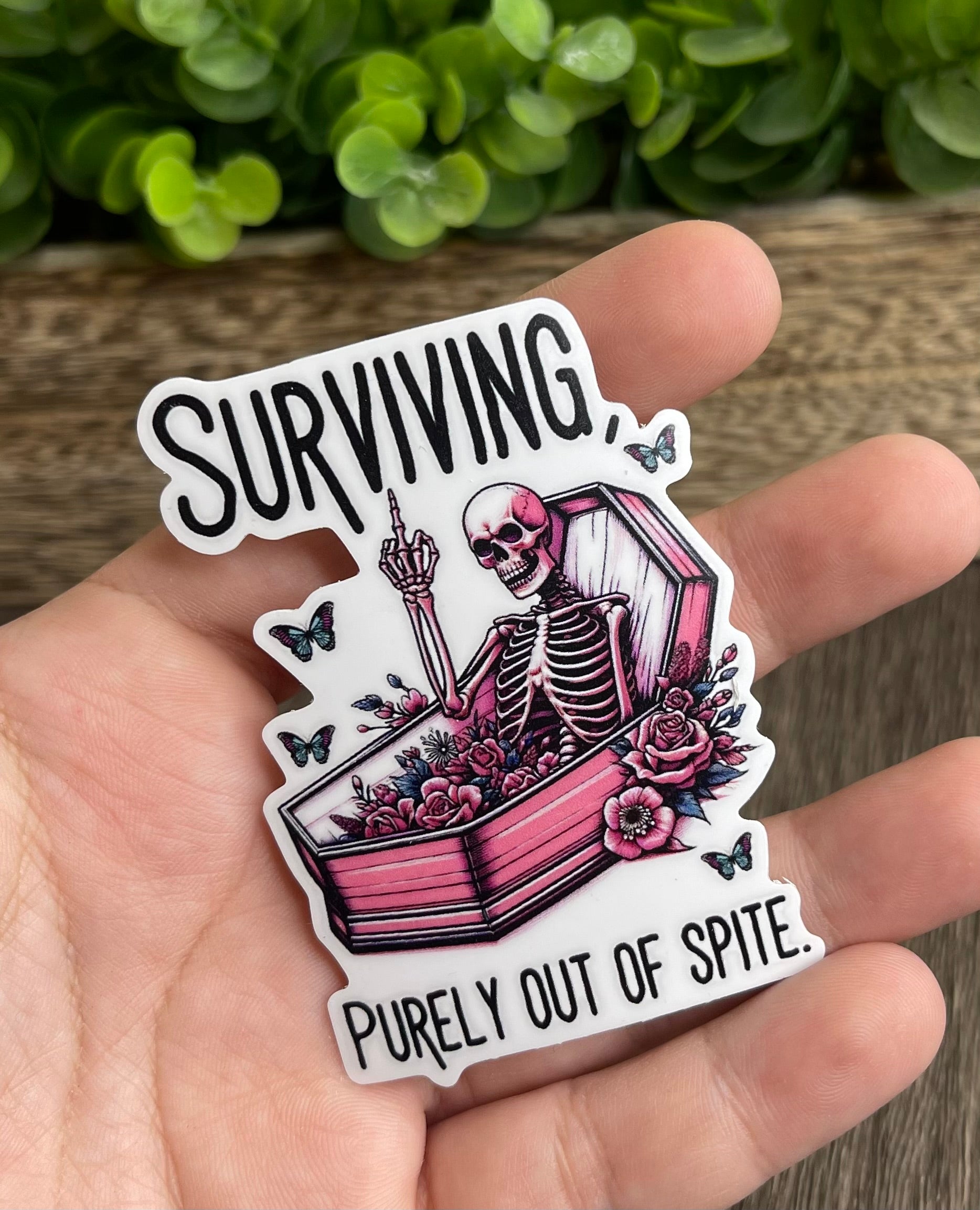 Surviving Purely Out Of Spite Vinyl Sticker – anthroverse