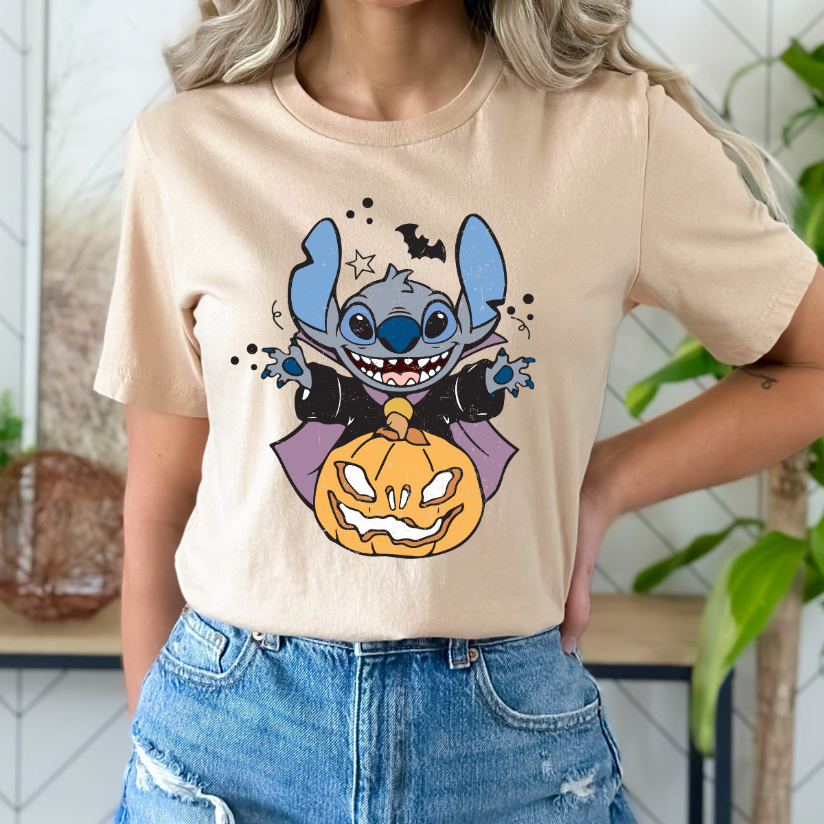 Distressed Blue Alien Pumpkin DTF TRANSFER