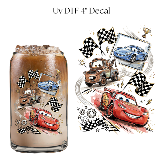 Flag Cars 4” UV DTF Cup Decal