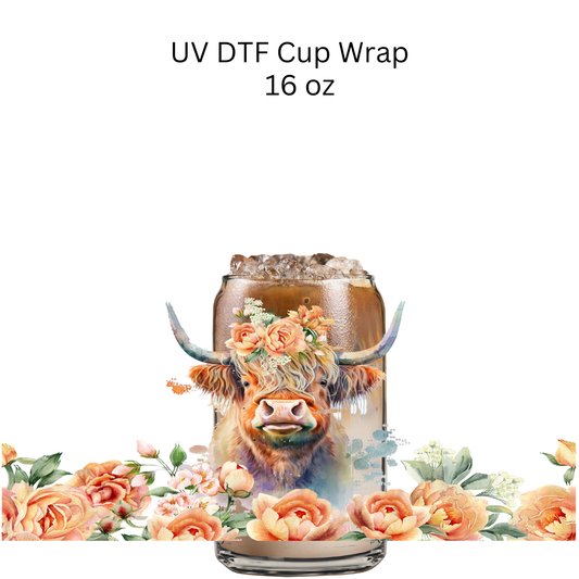 Floral Cow UV DTF Cup Wrap