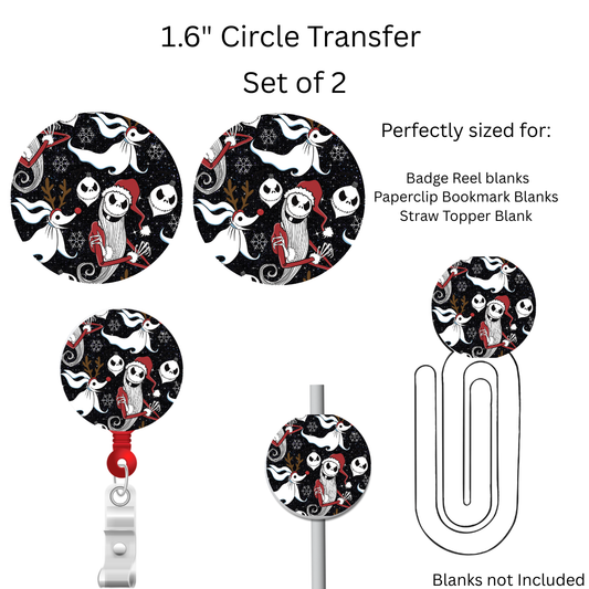 Nightmare Christmas  1.6” UV DTF Transfer Set of 2