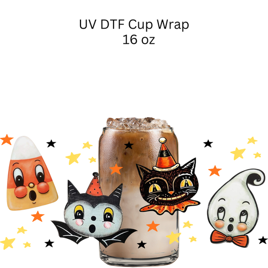 Halloween Cat Faces UV DTF Cup Wrap