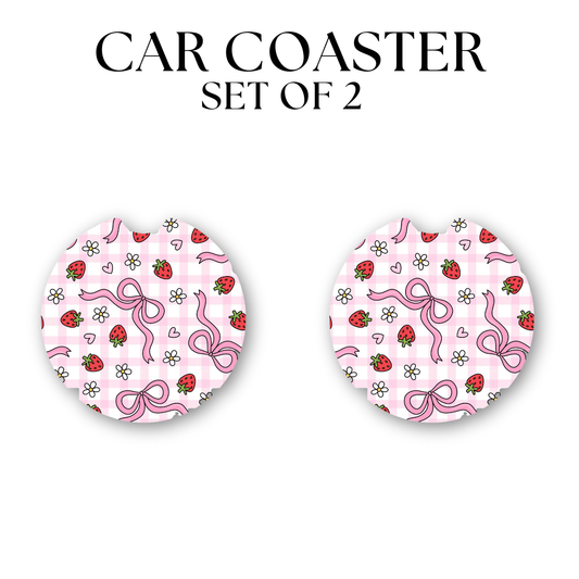 Pink Checkers Strawberries and Bows DTF Transfer