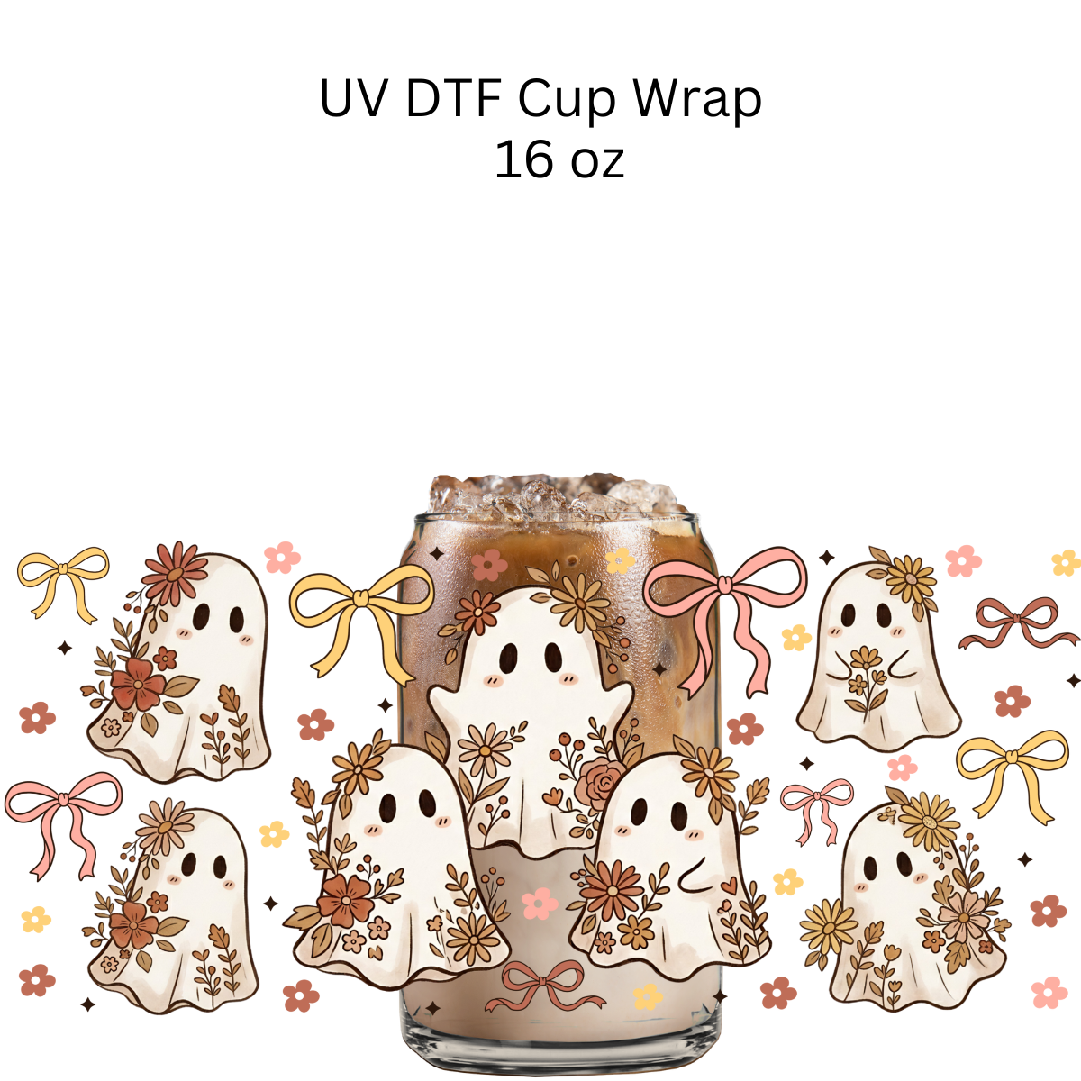 Mauve Floral Ghost UV DTF Cup Wrap