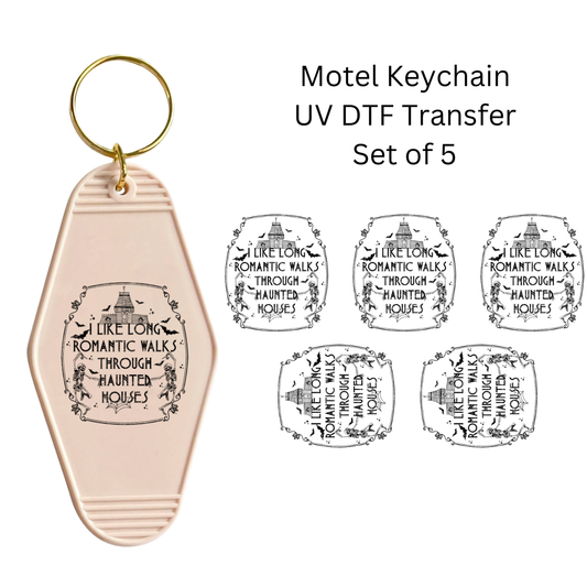I Like Long Walks Through Haunted House Set of 5 Keychain Transfers