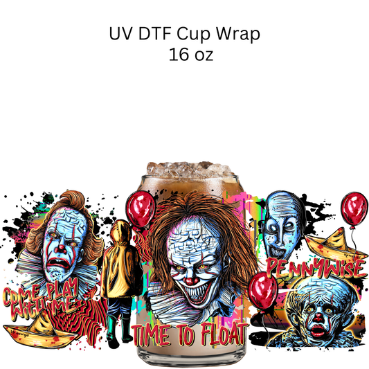 Come Play With Me Clown UV DTF Cup Wrap