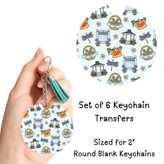 Floral Lukes UV DTF Round Keychain Transfer Set of 6