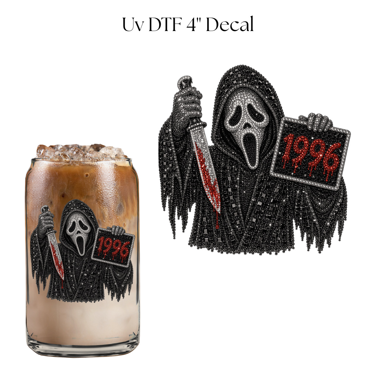 1996 Sparkly Ghostface 4” UV DTF Cup Decal