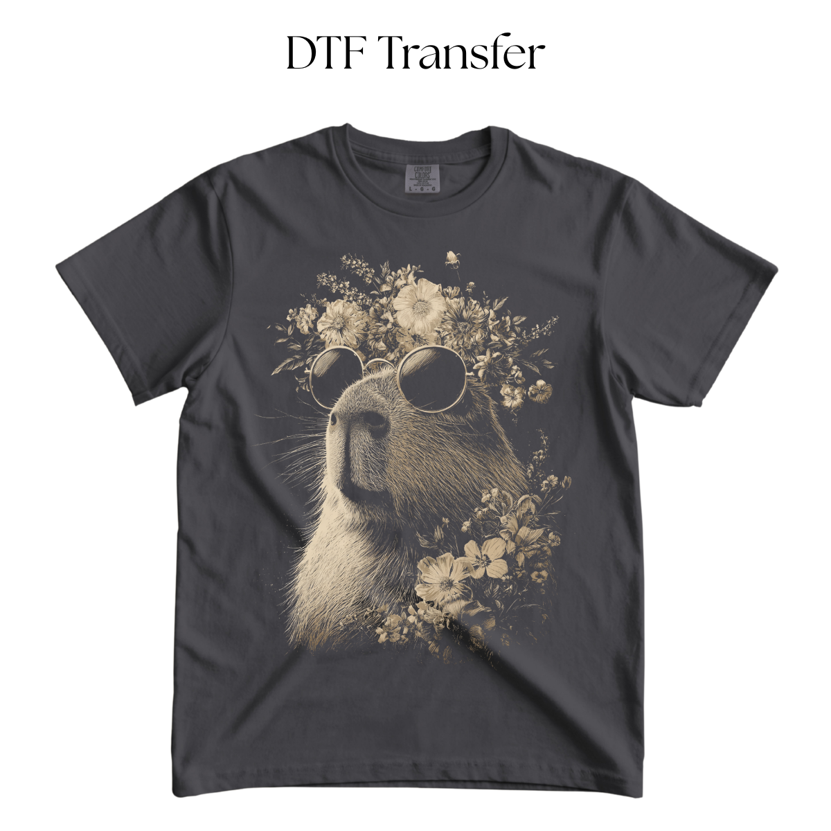 Boho Capybara (Press On Black) DTF Transfer