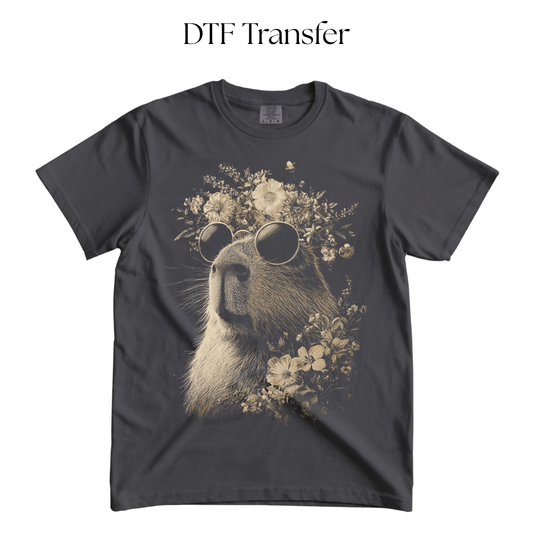 Boho Capybara (Press On Black) DTF Transfer