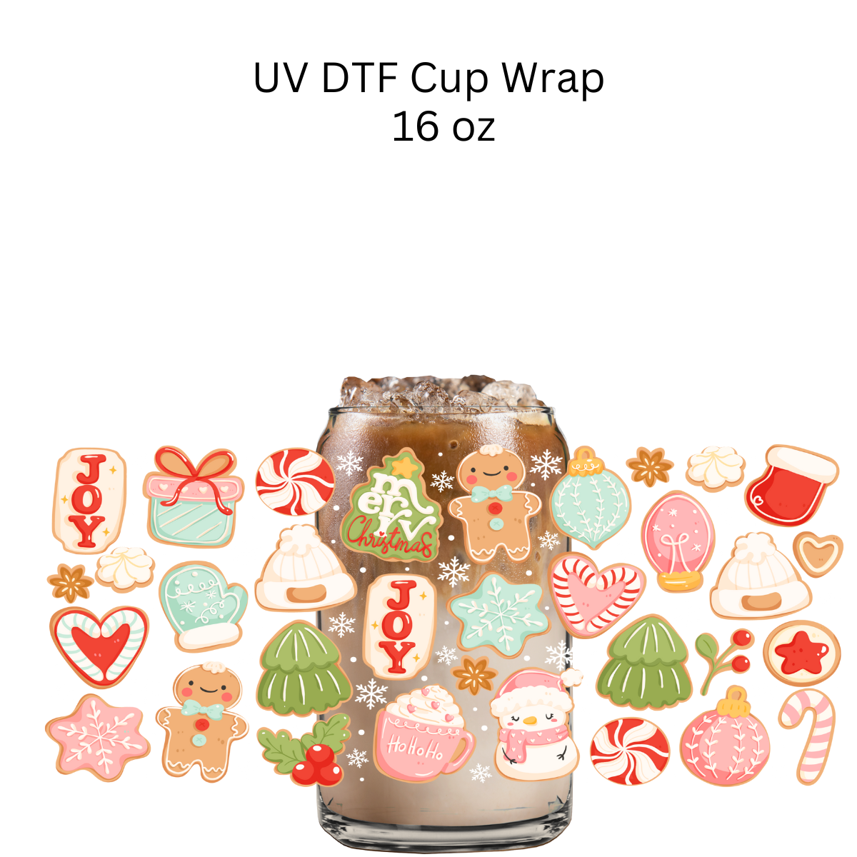 Merry Christmas Cookies UV DTF Cup Wrap