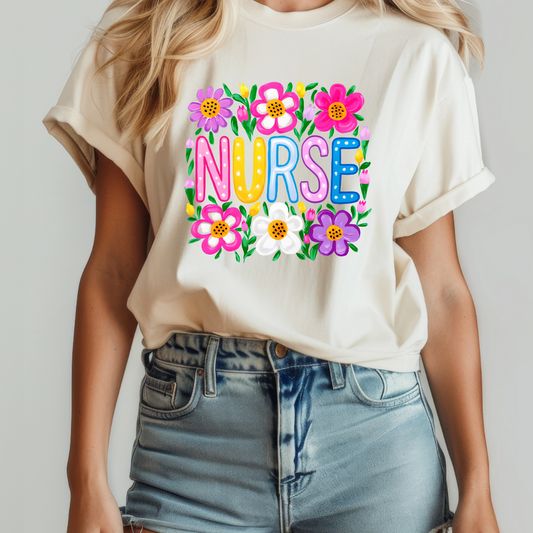 Nurse Floral DTF TRANSFER