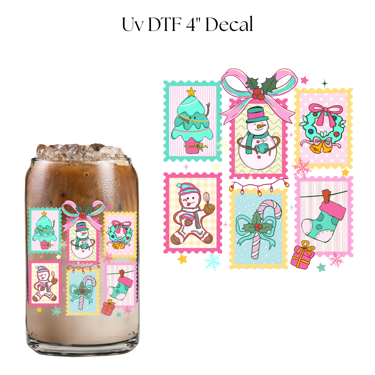 Christmas Stamps 4” UV DTF Decal