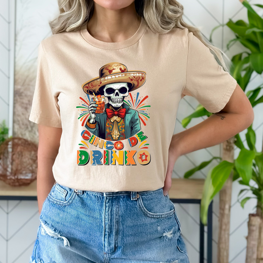 Cinco De Drinko Skull DTF TRANSFER
