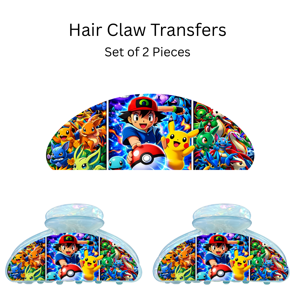 Poke Ball Guy UV DTF Transfer for 3.19” Claw Clip (Set of 2)