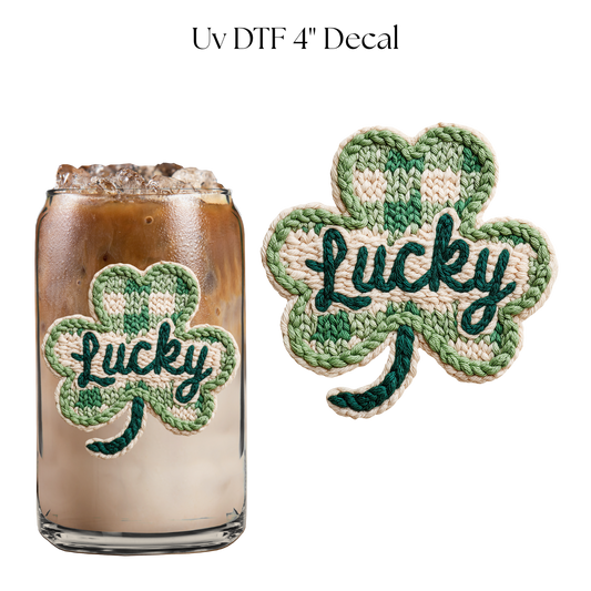 Lucky Clover Faux Yarn 4” UV DTF Decal