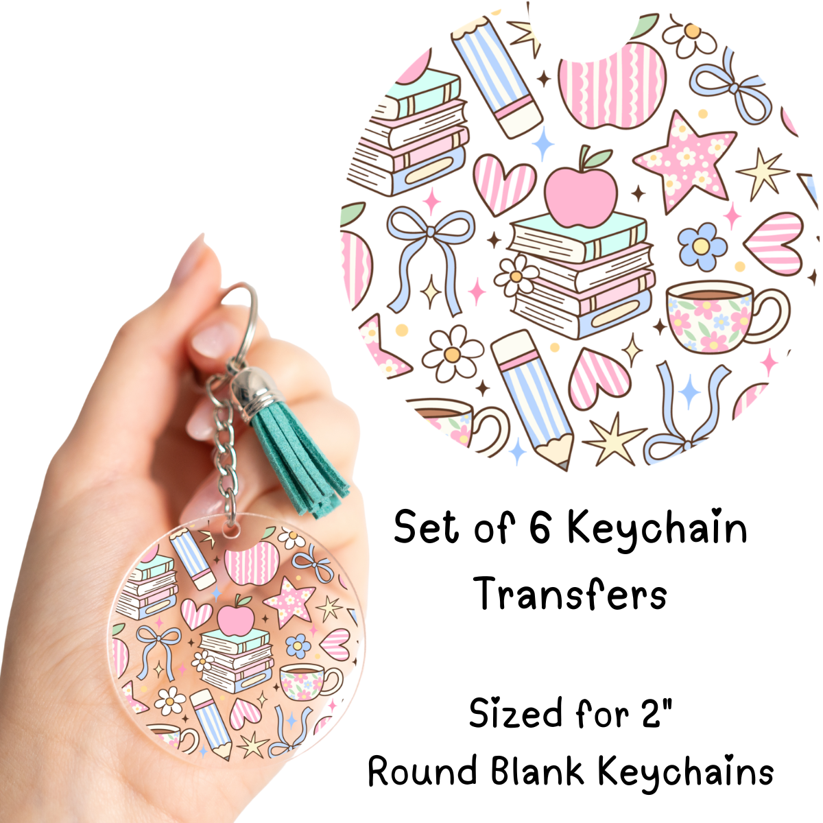 Teacher Plaid Things Round Keychain Transfer