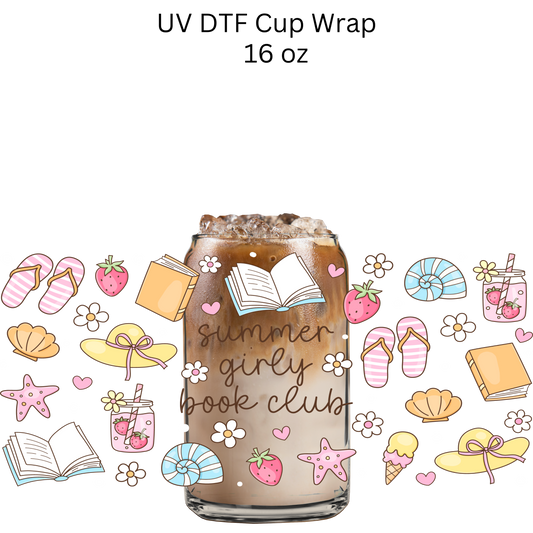 Summer Girly Book Club UV DTF Cup Wrap
