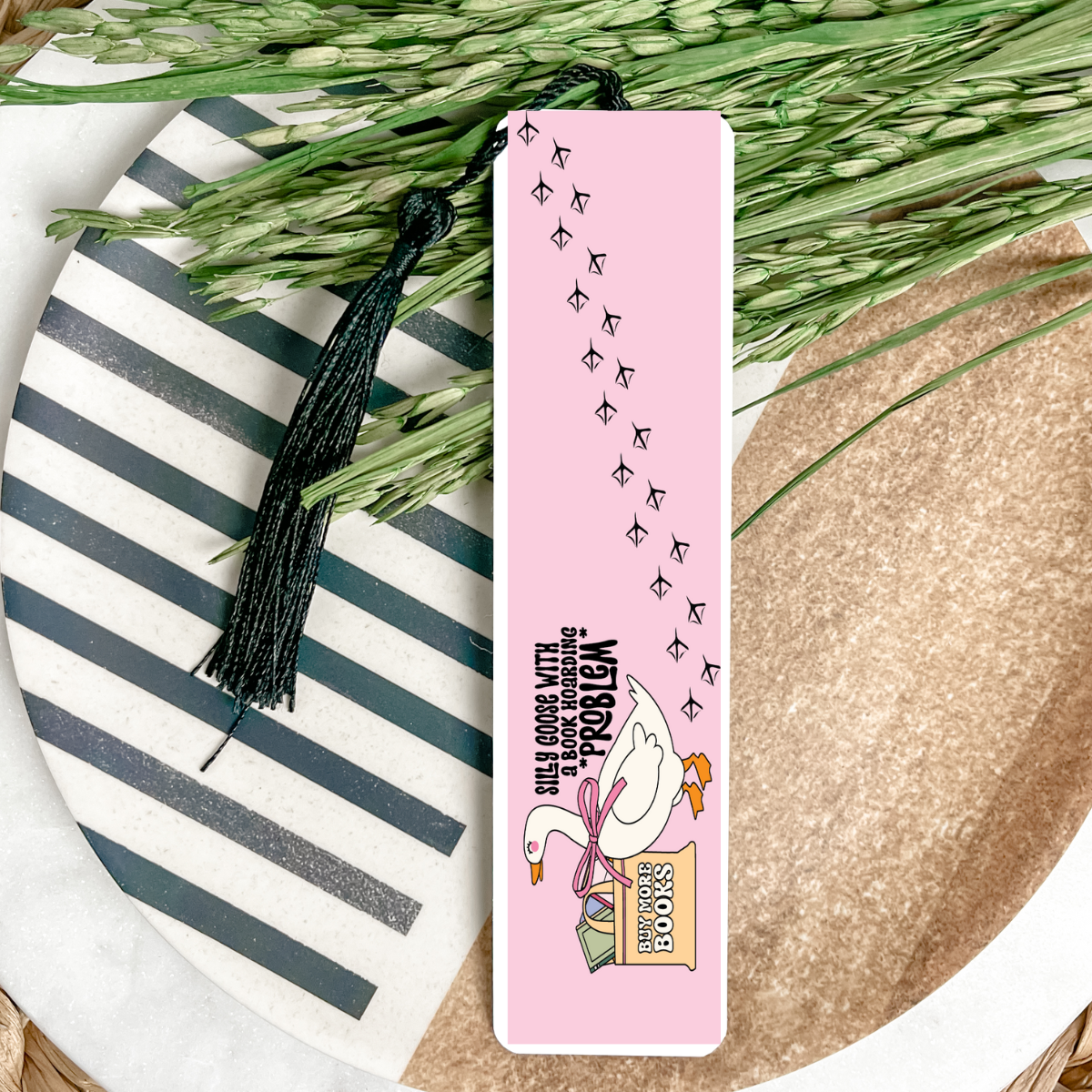Silly Goose With a Book Problem UV DTF Bookmark DOUBLE SIDED