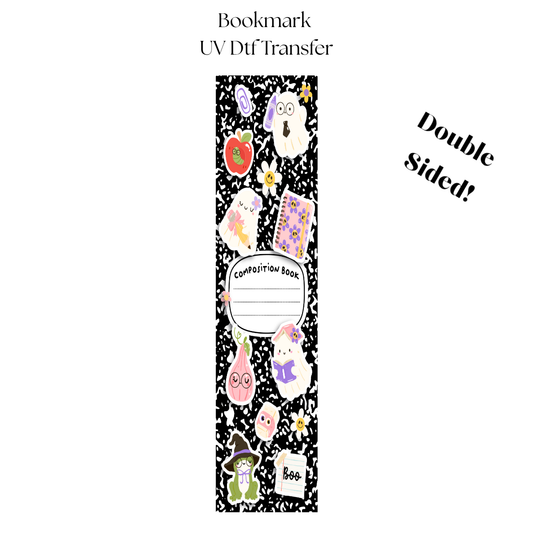 Black Composition Book UV DTF Bookmark Transfer