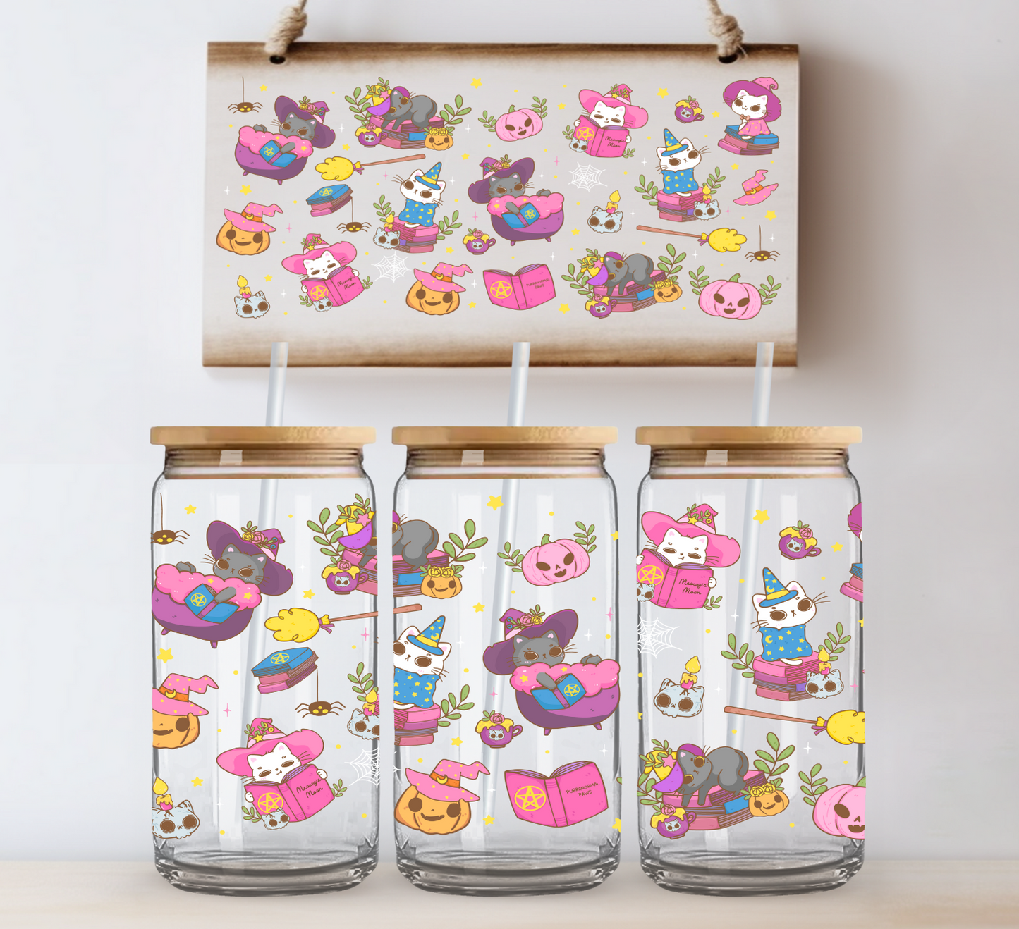 Kitty Witches UV DTF Cup Wrap