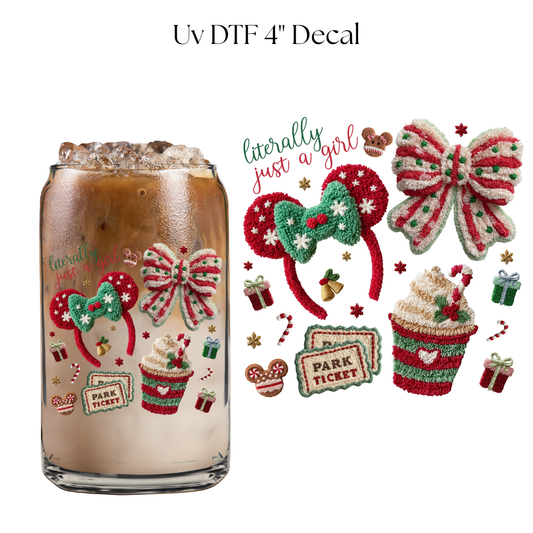 Literally Just a Girl Faux Yarn 4” UV DTF Decal