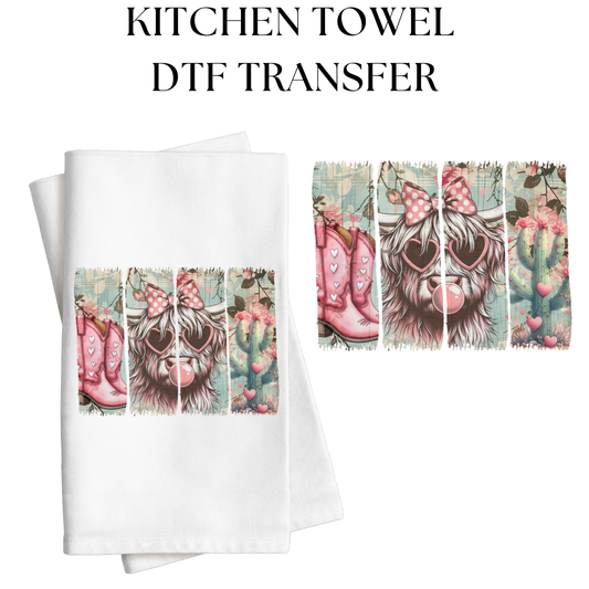 Valentines Cow Kitchen Towel DTF Transfer