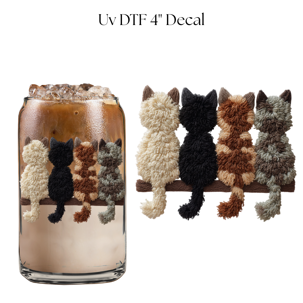 Cats Faux Yarn 4” UV DTF Decal