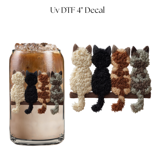 Cats Faux Yarn 4” UV DTF Decal