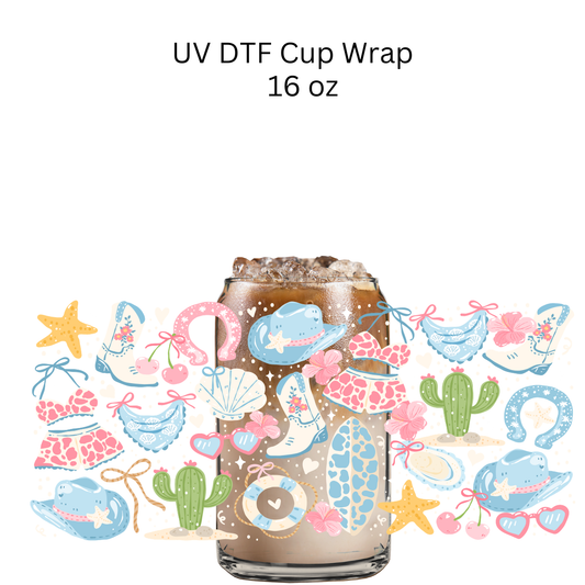 Pastel Cowgirl Summer UV DTF Cup Wrap