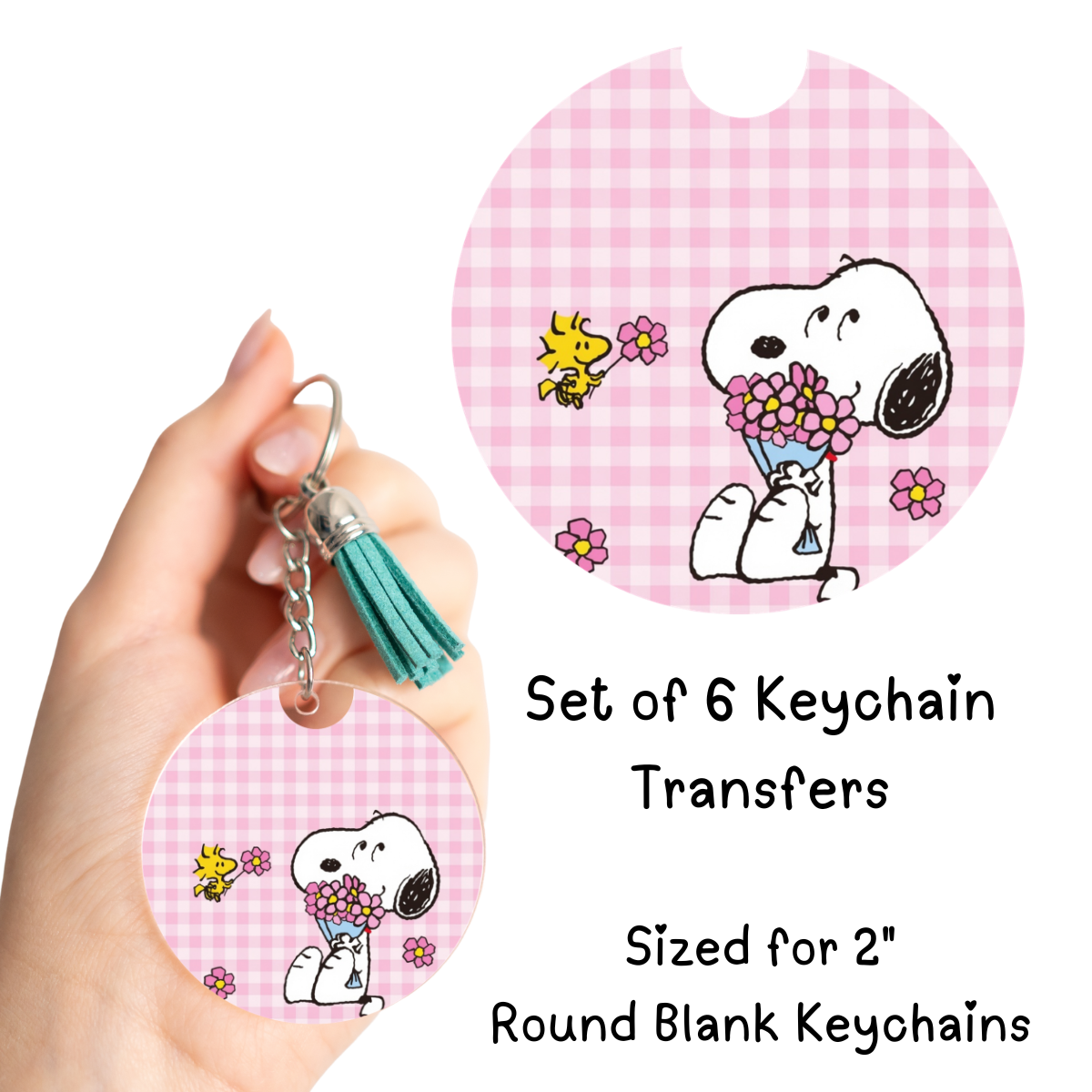 Snoop Pink Flower Bouquet Keychain Transfer Set of 6