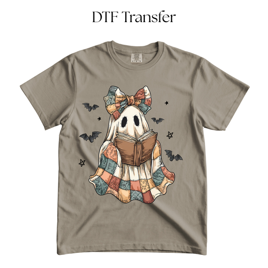 Patched Ghostie Reading DTF Transfer