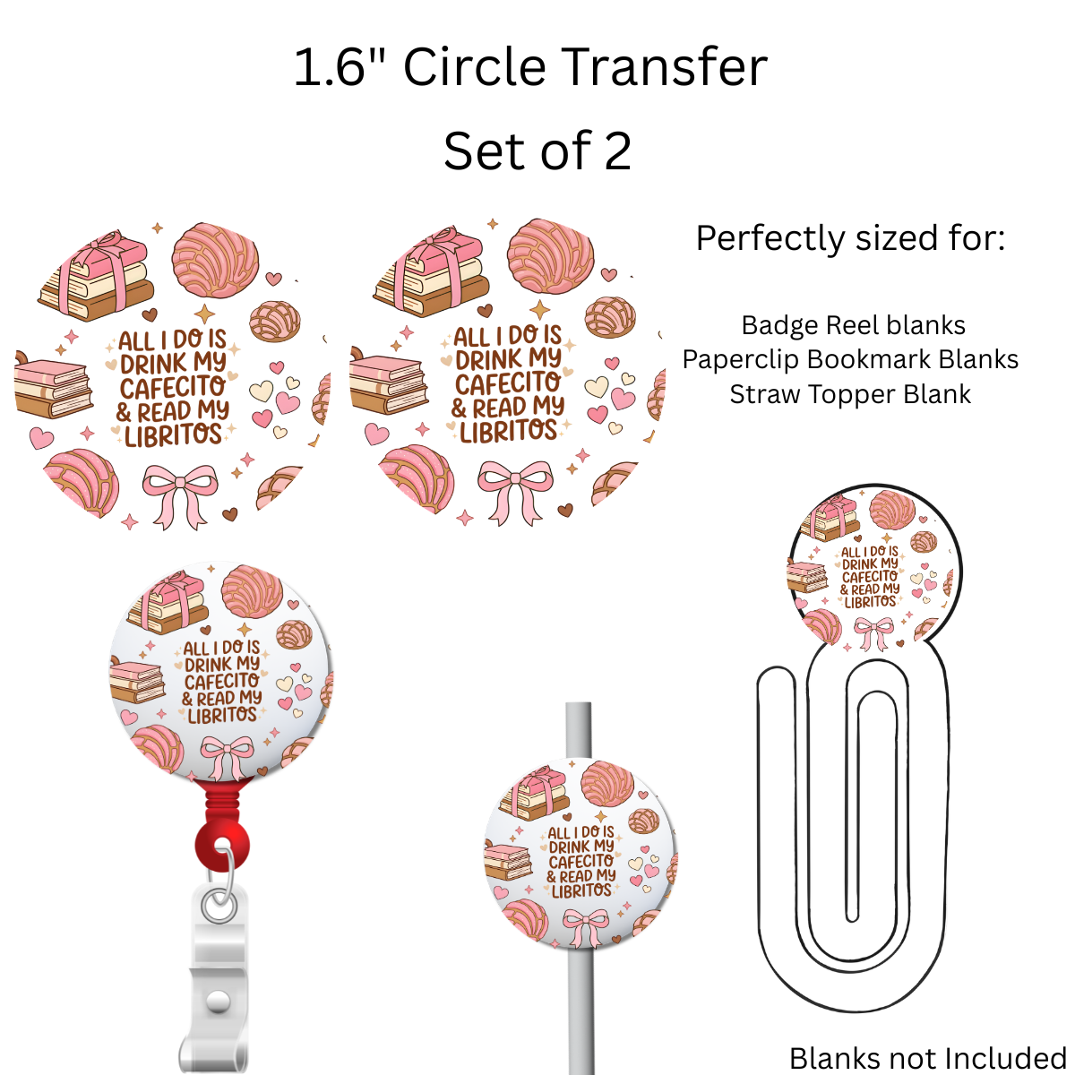 All I Do is Drink My Cafecito  1.6” UV DTF Transfer Set of 2