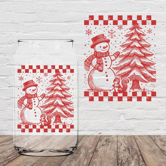 Red Snowman 4" UV DTF