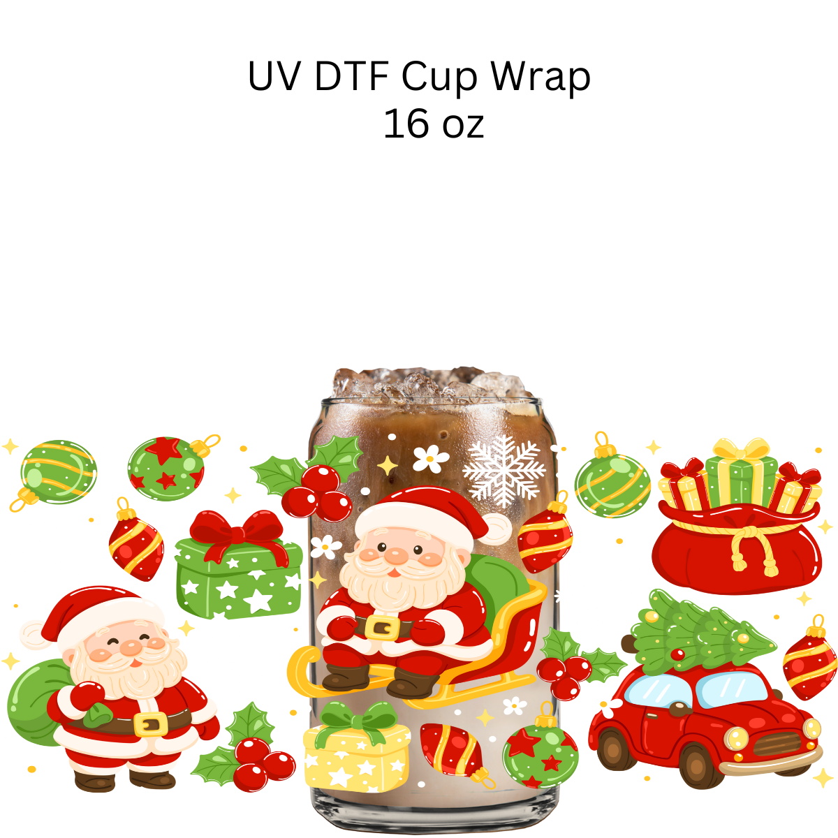 Santa's Gifts UV DTF Cup Wrap